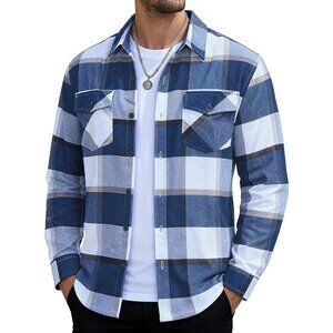 MAGNIVIT Flannel Shirt for Men Brushed Cotton Plaid Shirt Jacket Casual